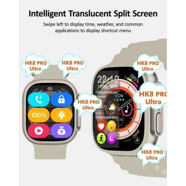 удар отслежывателя фитнеса дозора HK8 звонка 640x480 AMOLED BT умный устойчивый