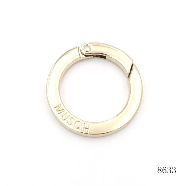 Light Gold Alloy Carabiner Leather Lanyard Accessories Spring Gate O Ring for Strap Connector