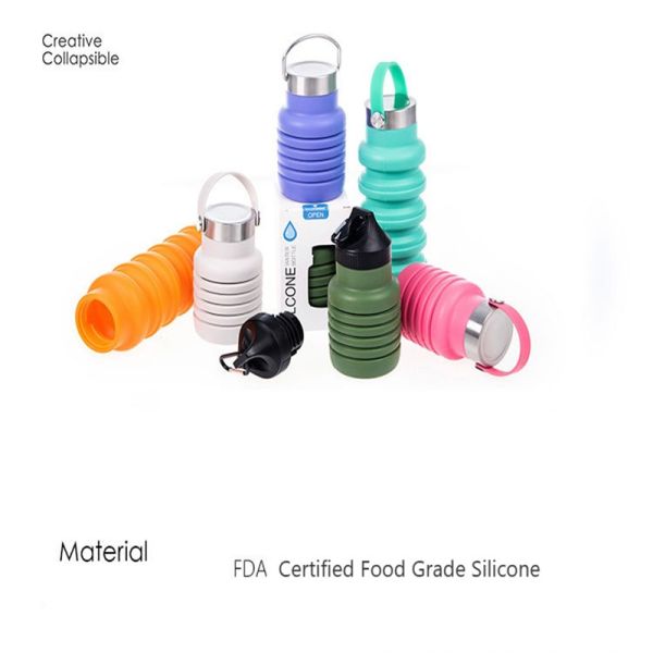 Retractable Design Large Capacity Silicone Sports Water Bottle for Outdoor Activities