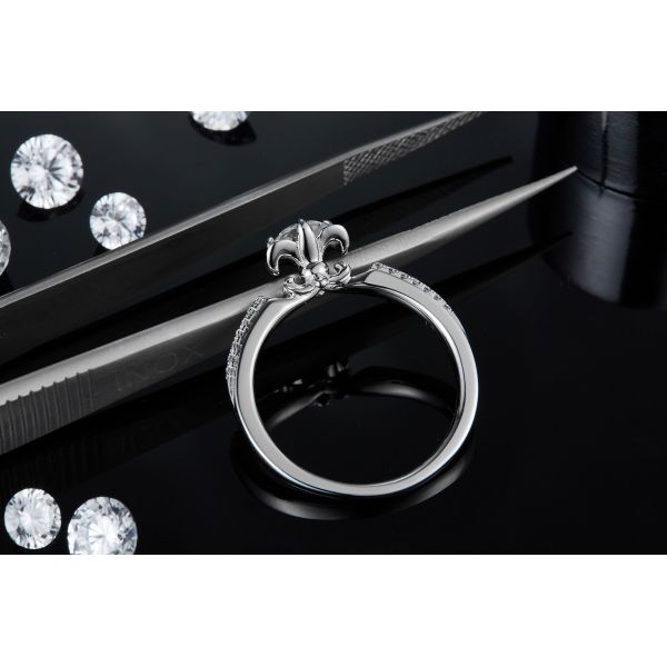 Flower Cut  Moissanite Engagement Ring Unique 14KN White Gold Ring Moissanite Engagement   Ring