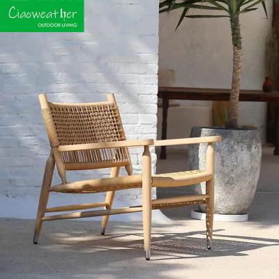 Patio Modern Leisure Sofa Type Set Hotel Rope Chair Outdoor Waterproof Teak Frame Eco-friendly Solid Wood Villa Furniture