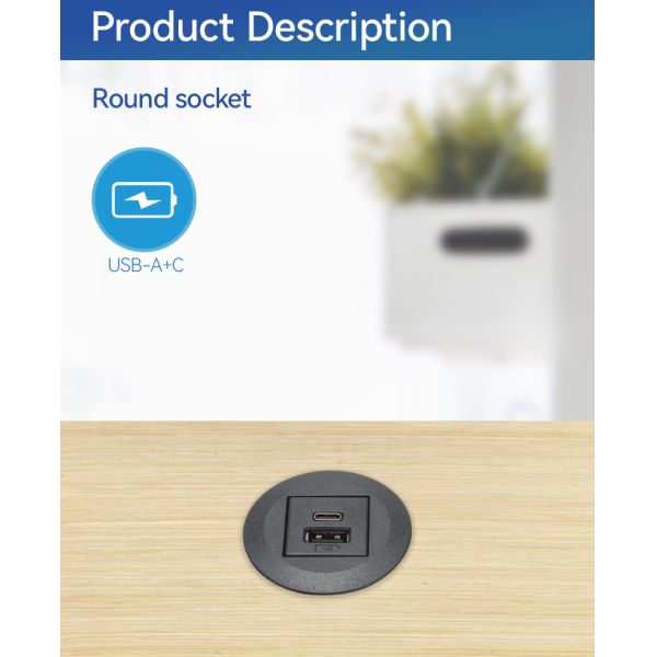 Furniture Recessed USB C Power Grommet Charger 20W Output