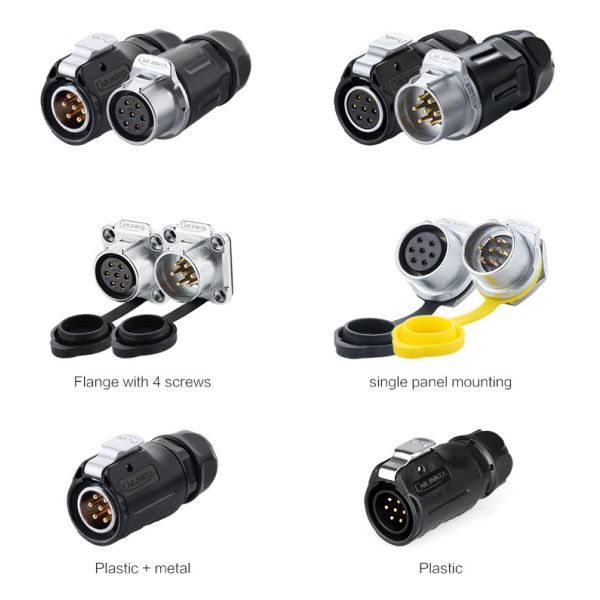 New PBT Material LP20 Auto 7pin Power Circular Waterproof IP65/IP67 Wiring Connector for Outdoor LED Lighting