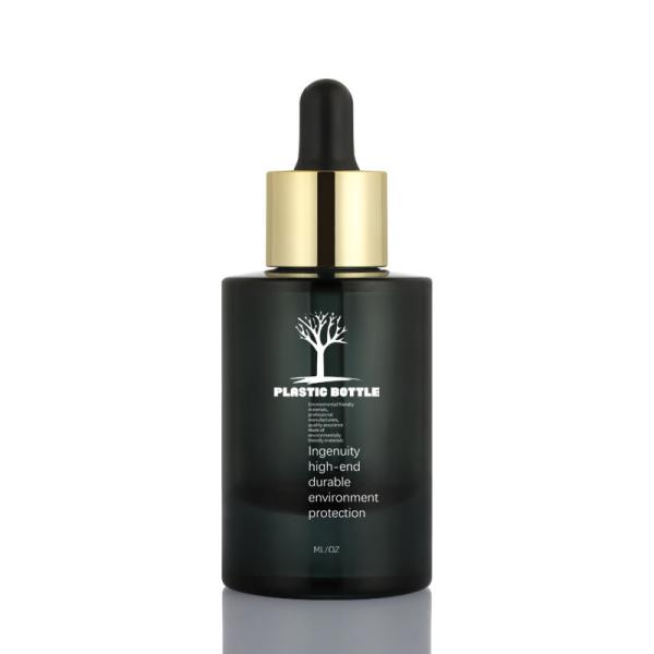 30ml Black Frosted Glass Round Modern Novel Design Cosmetic Packaging Serum Essential Oil Dropper Bottle 1 Oz