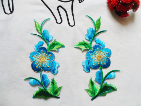 Apparel Accessories Red Rose Embroidery Lace Applique Hot  Fix Motif