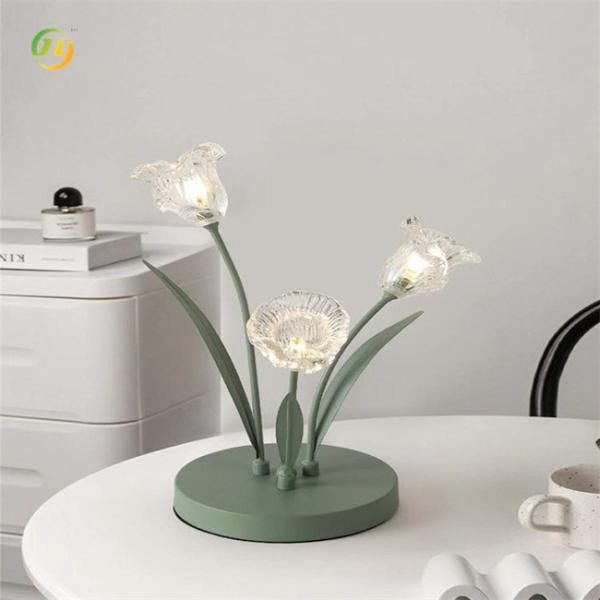 JYLIGHTING modelo de flor de vidro inovação decoração única modernas lâmpadas de mesa led lâmpadas de mesa para interiores