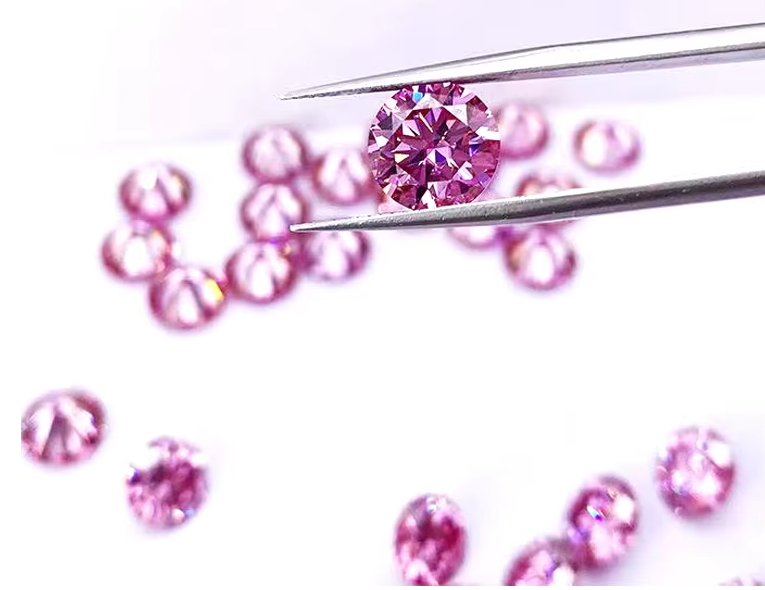 Сертификат GRA Розовый цвет 3 мм до 12 мм Мойсанит Алмаз VVS1 Круглый Бриллиантовый резкий Мойсанит Камни