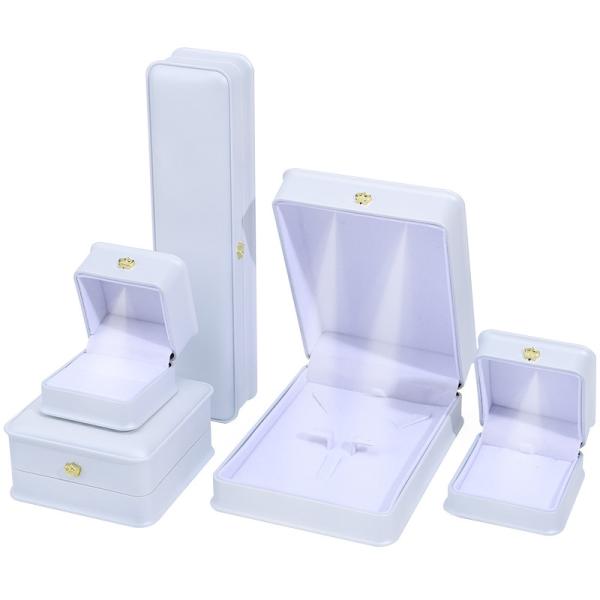 Logo personnalisé Coffret à bijoux de luxe Le plus récent Rectangle Blanc Piano Peinture LED Ring Coffret à bijoux