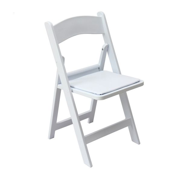 Padded Plastic Resin White Wimbledon Folding Chair for Outdoor Events and Weddings