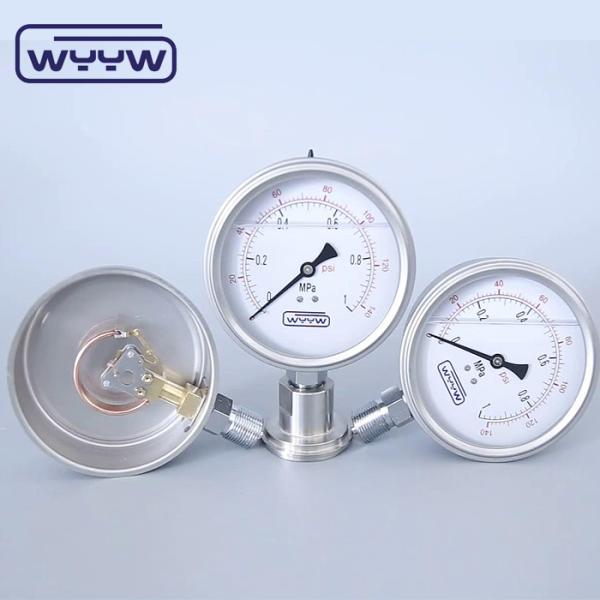 100mm Oil Thread Chromed Bourdon Tube Type Pressure Gauge Bottom Mount