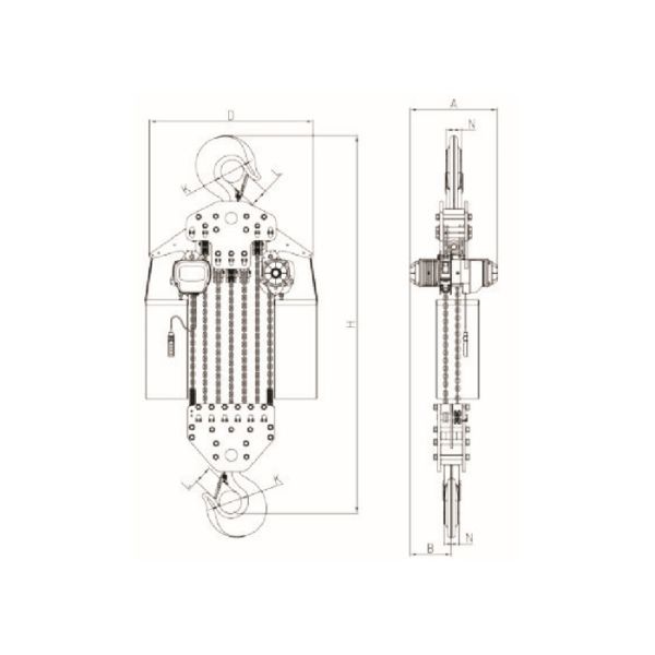 Hook Type Electric Chain Hoist 30 Ton Capacity With 11.2 Mm Chain Diameter