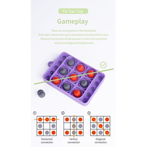 Factory Household Silicone Durable Rubber Game sales Silicone Tic-Tac-Toe Children'S Training Educational Playing Toy Safe