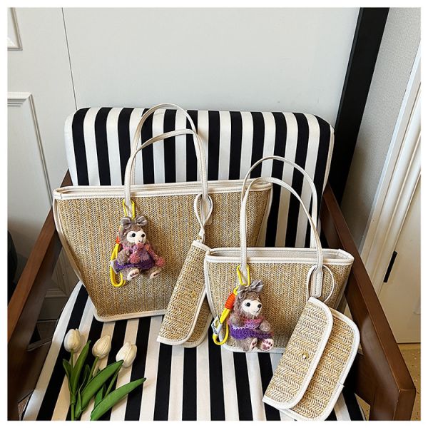 Crochet Raffia Pouch Clutch Stylish Straw Wicker Beach Bag For Summer Weddings Parties Bag Mesh Luxury Women Handmade Handbags Raffia Beach Market Shopping Bag