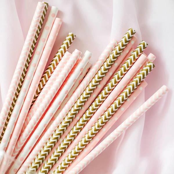 Various Cute Patterns Metallic Paper Straws  Biodegradable Eco Friendly