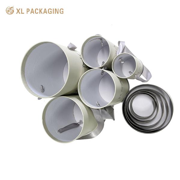 Envasado XL Envasado personalizado Caja de envasado envasado en cilindro gris Envasado redondo Caja de papel de flores Tubo para regalo cosmético de flores