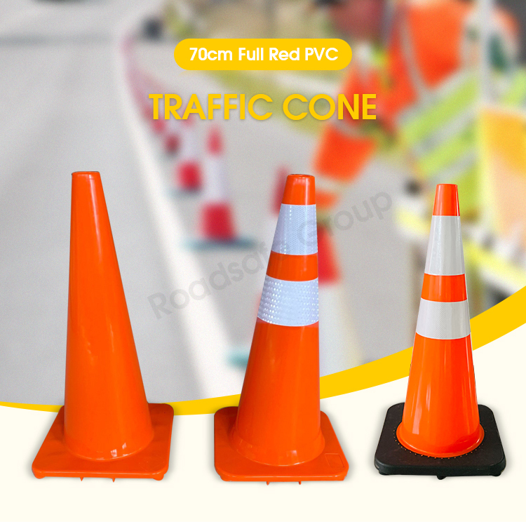 28 Inch PVC Traffic Cone with Reflective Tape for Road Safety Barrier