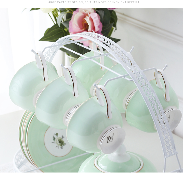 Gold Plated Six Hooks Tea Cup Holder Stand For Decoration