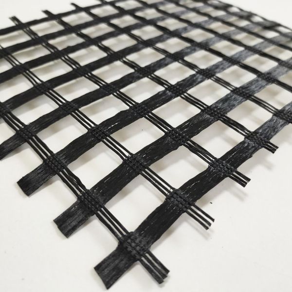 200 - 50 Kn/M PVC Coating Polyester Geogrid  PET Uniaxial Reinforced Soil  Retaining Wall  Expressway