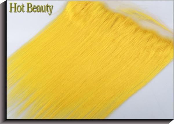 Customized Yellow Human Hair Virgin Lace Frontal Straight Durable Swiss Lace