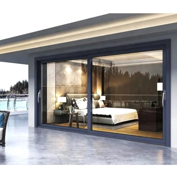 Porte en aluminium enduite en poudre à la demande Porte de patio Porte coulissante en aluminium double verre
