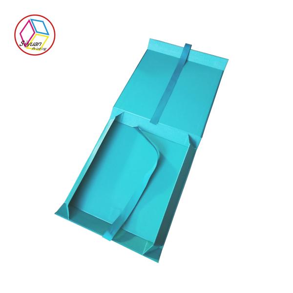 Full Color Printing Blue Fancy Paper Gift Box Foldable Matte Varnish