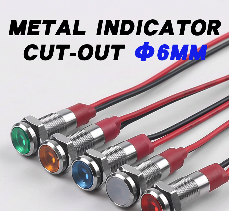 6mm Metal LED Indicator Lights High Brightness IP65 Rated Multi-Color Durable and Versatile for Equipment