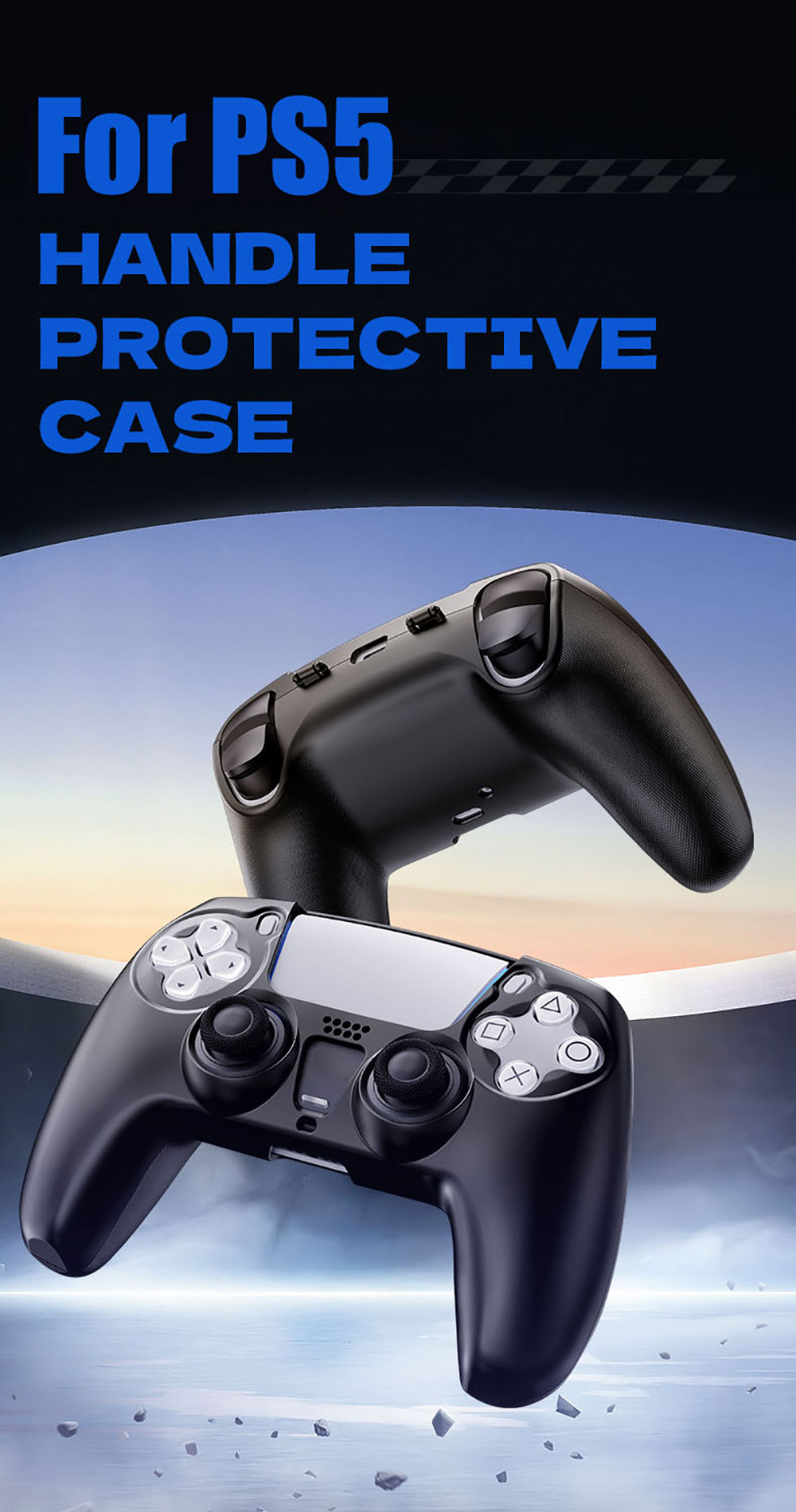 Laudtec Slim Lightweight Carbon Fiber Case for PS5 Controller 360 Anti-Fall Hard Shell Protective Cover Shockproof Accessory