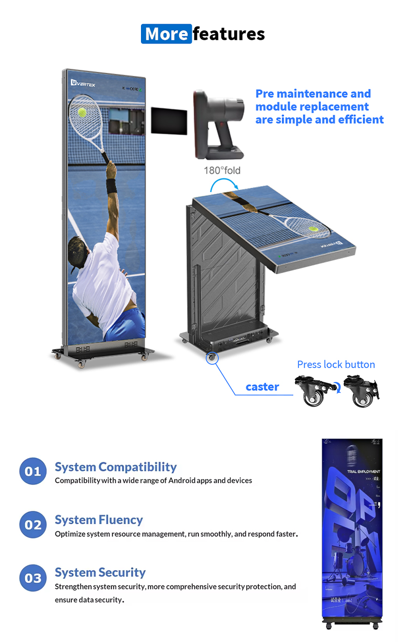 Foldable LED Poster P2.5 GOB Poster LED Screen Hd Display Stand Totem Double-sided Free Standing Led Poster Screen for Shopping Mall