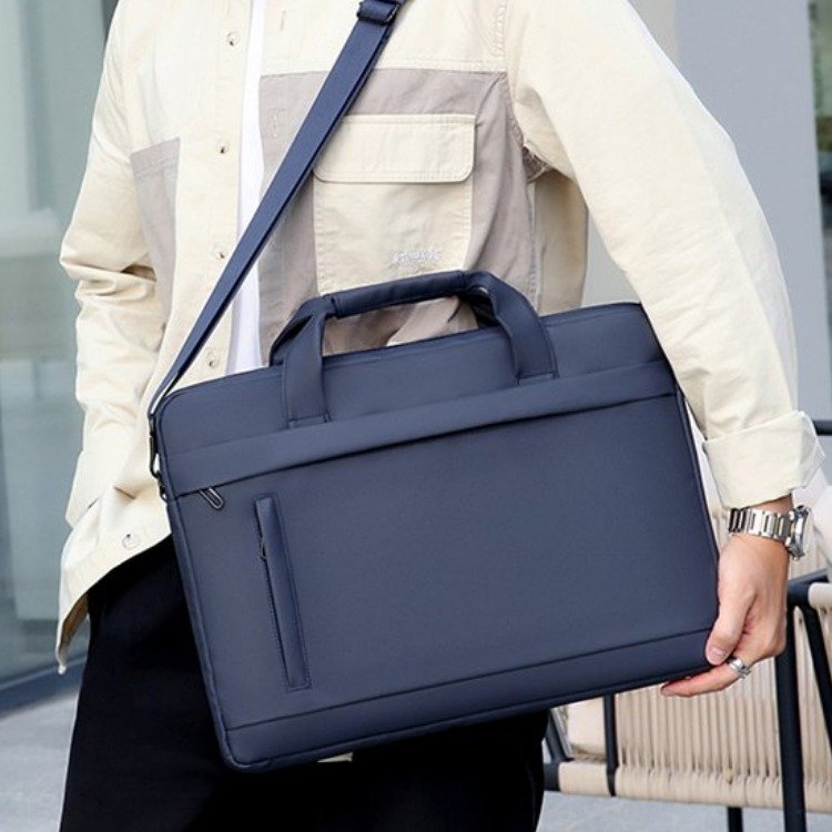 For Laudtec Portable Business Waterproof Laptop Bag 15.6 Inch Pu Leather Nylon Briefcase Multi-Size Compatible Commuting Carrier Wholesale OEM/ODM/Private Label