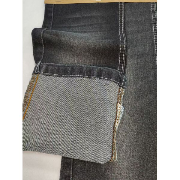 Tela de mezclilla tejida estilo sarga de 11 oz 7S NEGRO/BLANCO para pantalones vaqueros Boyfriend