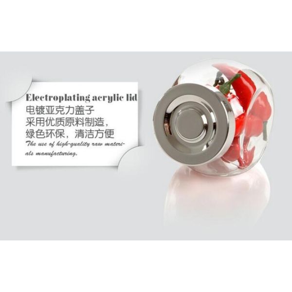 Glass storage jar with electroplating acrylie lid top Food Grade Glass Candy Jars small glass jar
