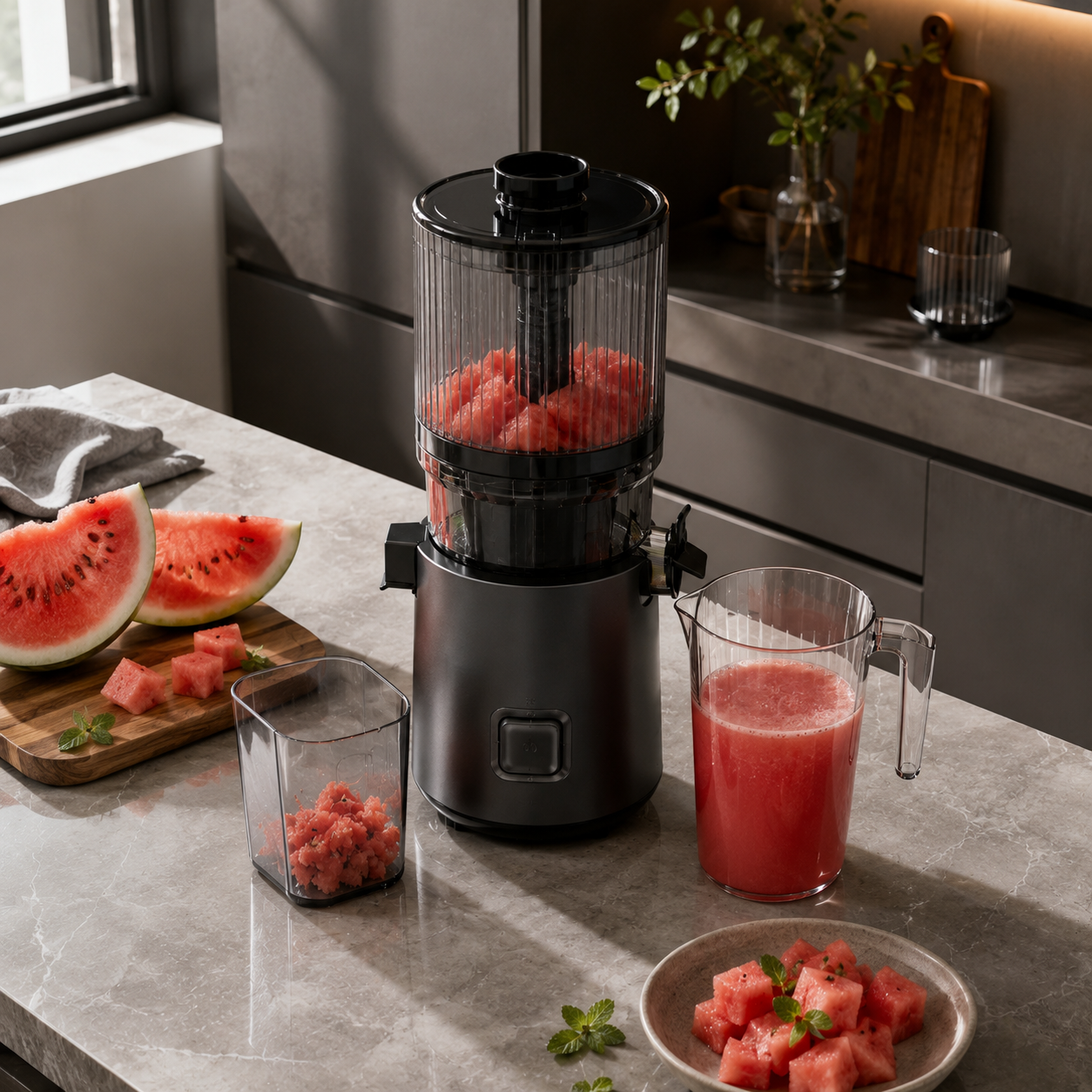 Fresh Smart HJ303 Extra-Wide Slow Masticating Juicer – The Art of Juicing Made Effortless with 155mm Chute, 2400ml Hopper, 200W Cold Press & Self-Cleaning