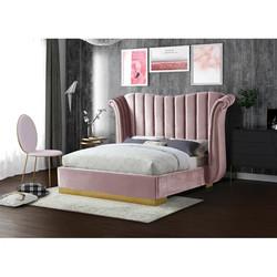 Customized color size fabric modern bed room set Strong wood structure bed frame royal double bed for Hotel Bedroom