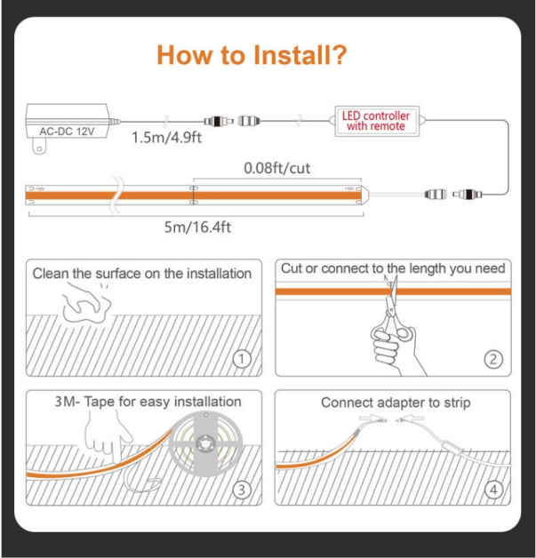 15W 840LEDs DC24V RGB COB Strip Tape Light Decoration aluminum tube For Shopping Mall Bedroom WIFI Remote Control