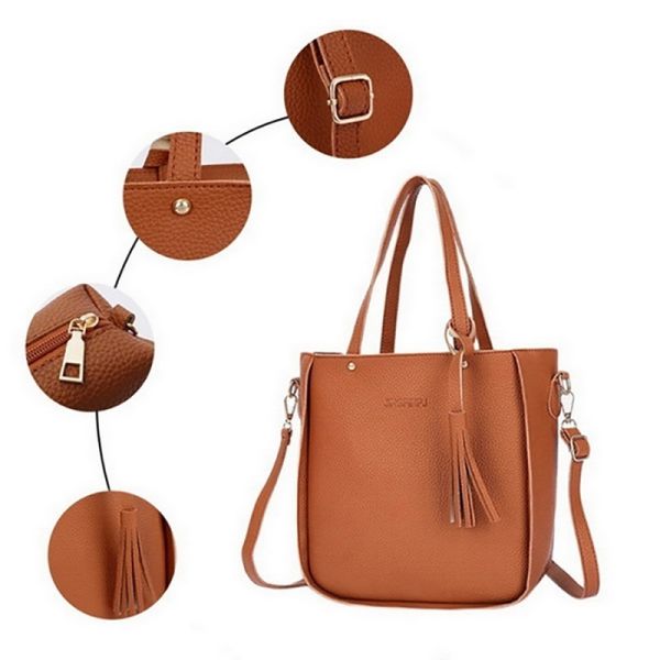 4Pcs/Set Women PU Crossbody Bag Set Leather Shoulder Bags Ladies Purse