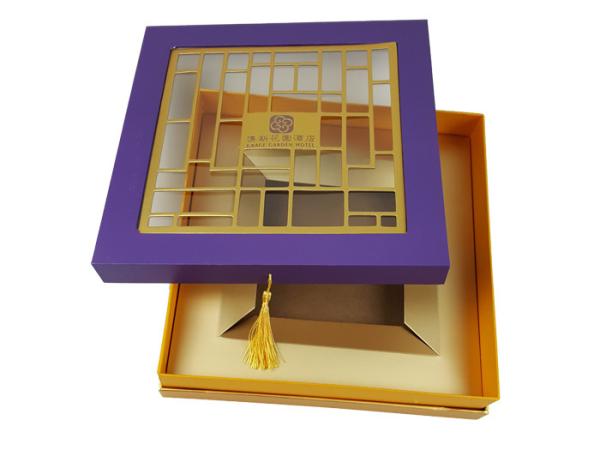 Purple Cardboard Box Customized Gift Box Packaging Colors Printed Design Paperboard Material Box with Lattice Window