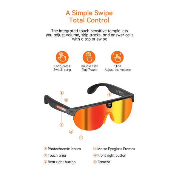 AI Sports Glasses Half-Frame Design G5 Smart Glass Al-Powered Translation
