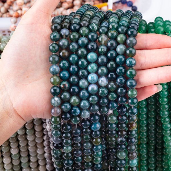 Round Moss Agate Bead 4mm Gemstone Beads For DIY Jewelry Making