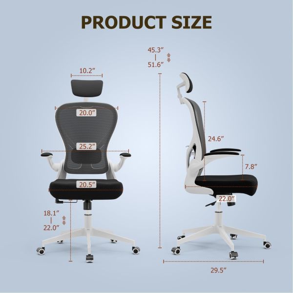 Ergonomic Home Office Desk Chair Customizable Modern Swivel Chair with Flip-up Arms