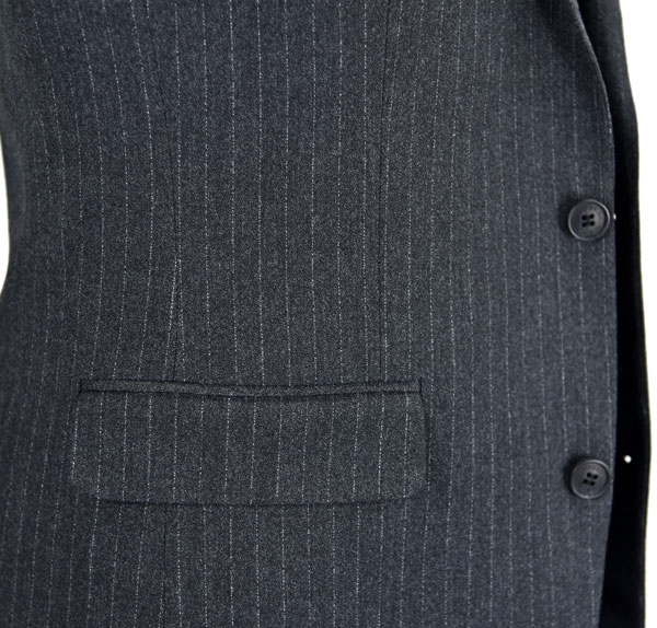 Classic Measure Mens Slim Fit Tailored 3 Pieces Suit Dark Grey Stripe Business Person