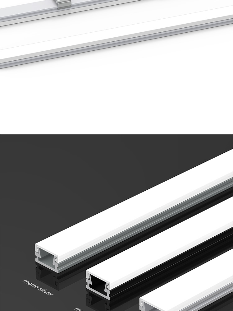 Surface Mount LED Strip Aluminium Profile with Anodized Surface and PC Cover for Decorative Illumination H7.5mm * W12.0mm