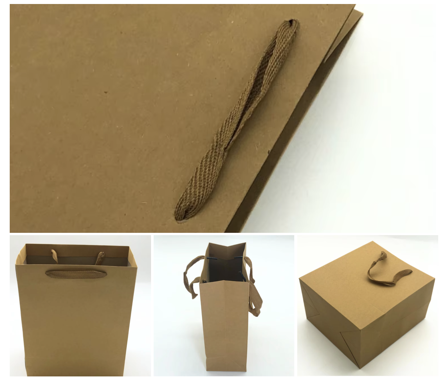 Custom Logo Recyclable Flexographic Printed Christmas-Style Kraft Paper Gift Bags With Rope Handle
