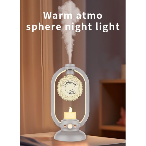 Household Ultrasonic Humidifier Essential Oil Diffuser Motion Sensor Candle Lamp Design