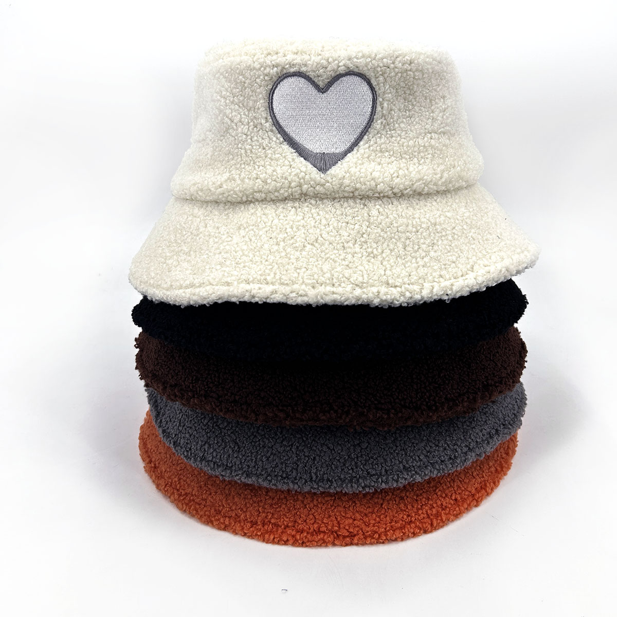 Teddy Velvet Bucket Hat Cotton Satin Fisherman Hat Custom 3D Embroidered