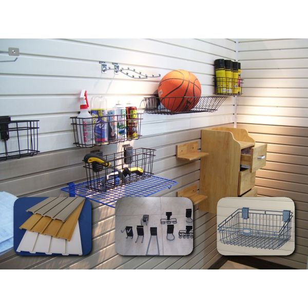 Сверхмощное доказательство воды системы организатора гаража PVC Slatwall с Accsessories 4 x 8