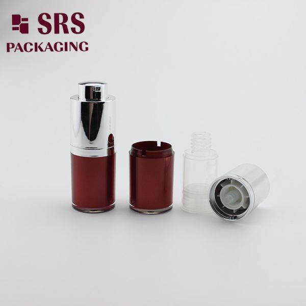 A020 airless bottle manufacturer 15ml painted red color acrylic screw up lids bottle