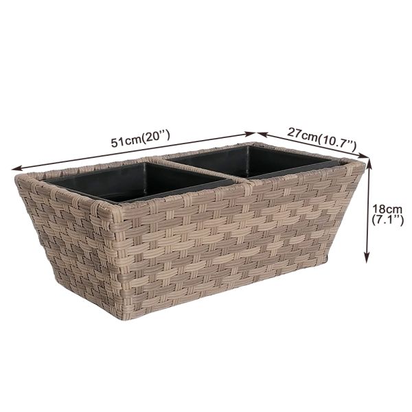 Factory Wholesale Galvanized Steel Frame Wide PE Rattan Garden Planter Flower Pots