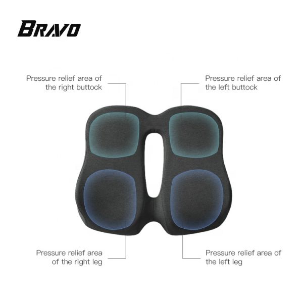 Knitted Inner Cover Memory Foam Orthopedic Seat Cushion for Individualized Support