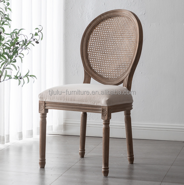 Rubber Wood Frame Material Nordic Upholstery Banquet Louis Chair for Living Room Weddings