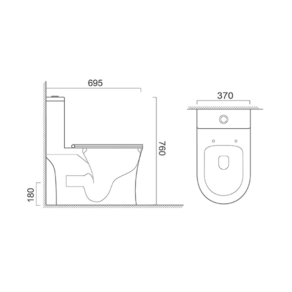 PP One Piece Toilets Water Efficient Commode Toilet Durable 370x695x760mm OR8211